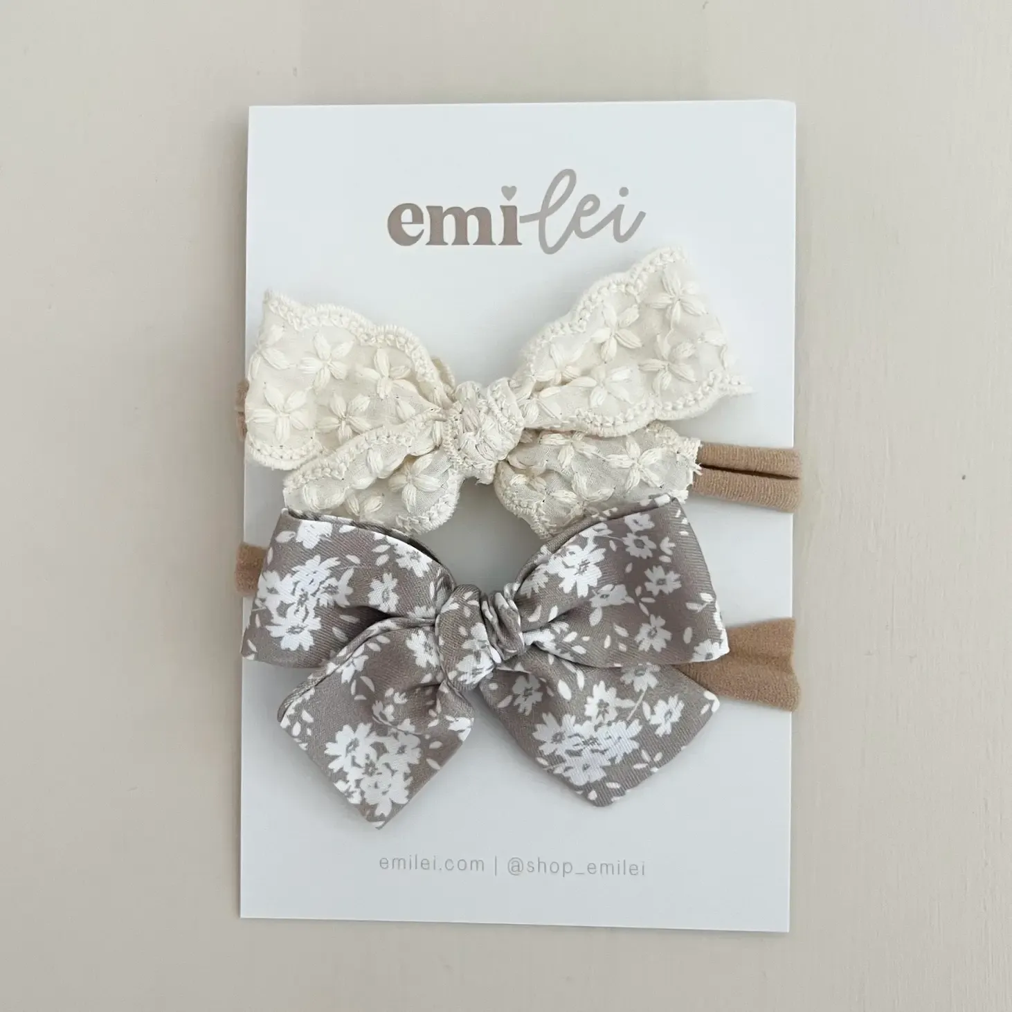 Nylon Stretchy Bow Headband Set , Size: O/S, Color: Linen Lace/Neu Floral