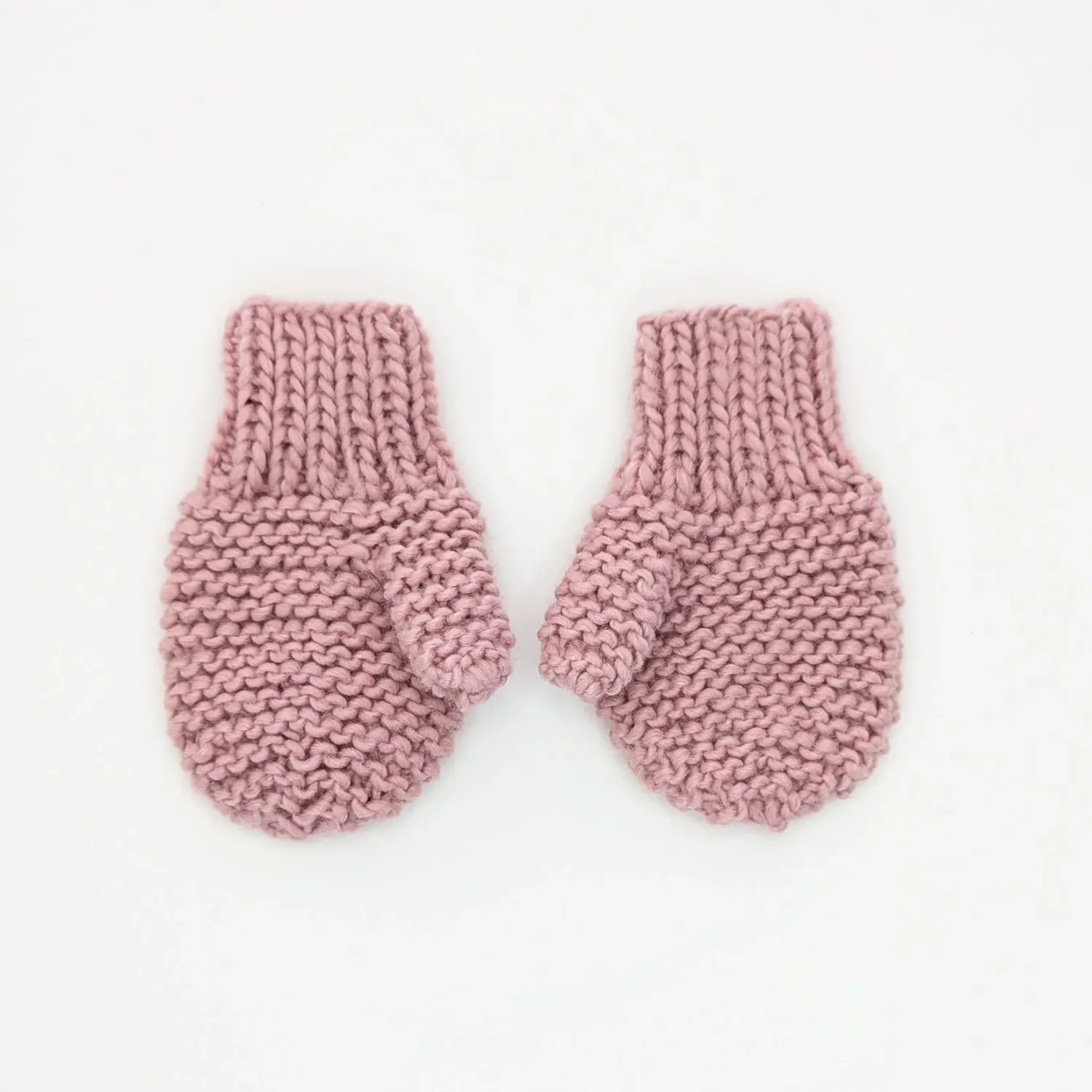 Garter Stitch Mittens, Size: 6-24M, Color: Rosy