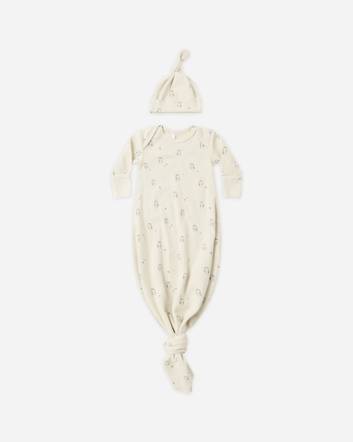 Bamboo Knotted Gown + Hat Set Owl O/S
