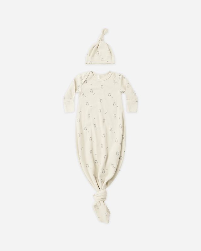 Bamboo Knotted Gown + Hat Set Owl O/S