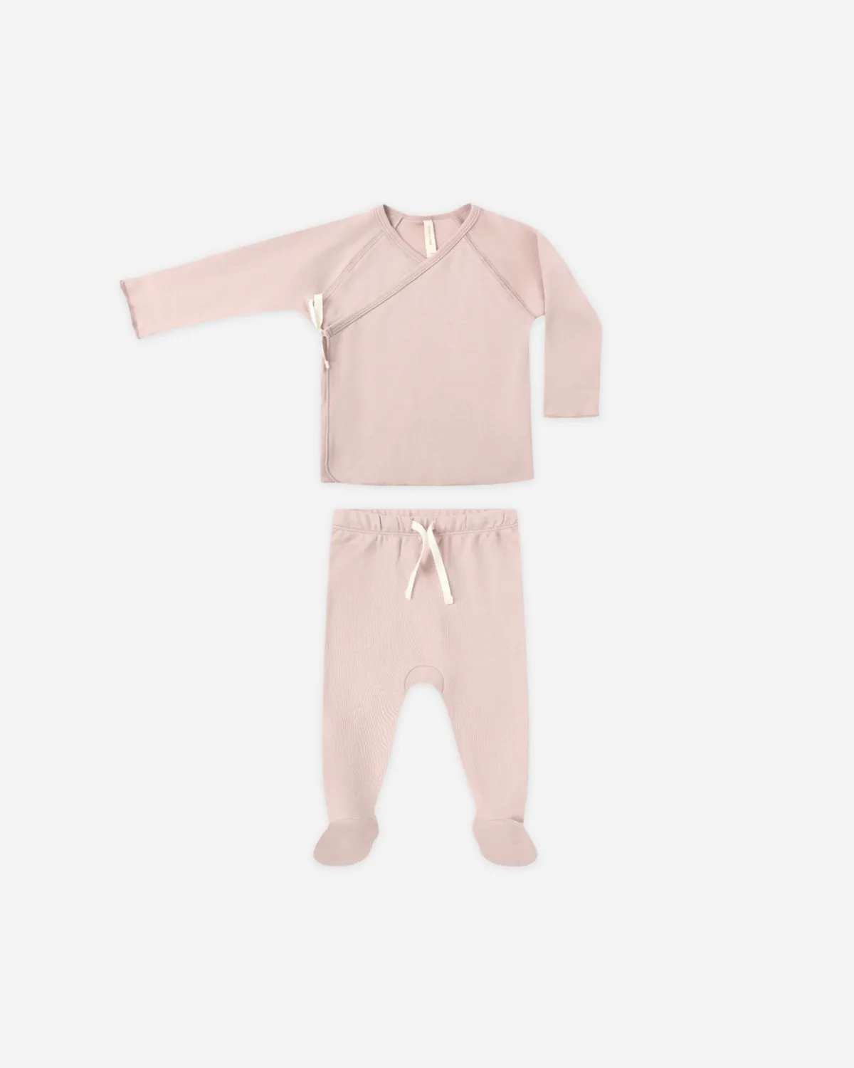 Wrap Top + Footed Pant Set, Size: NB, Color: Rose