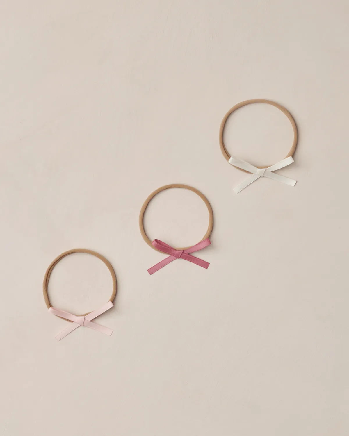 BABY	BOW	HEADBANDS-Ivory, Rose, Raspberry