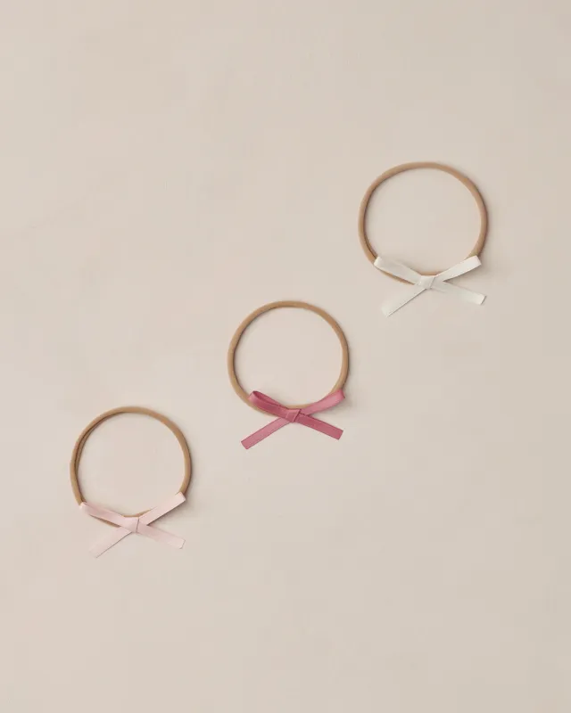 BABY	BOW	HEADBANDS-Ivory, Rose, Raspberry