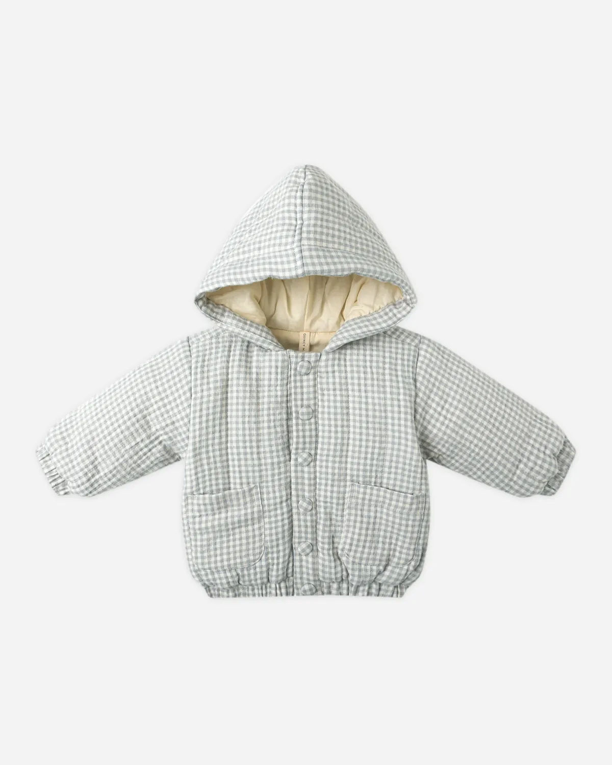 Quincy Mae- Hooded Woven Jacket, Size: 3-6M, Color: Blue Gingham
