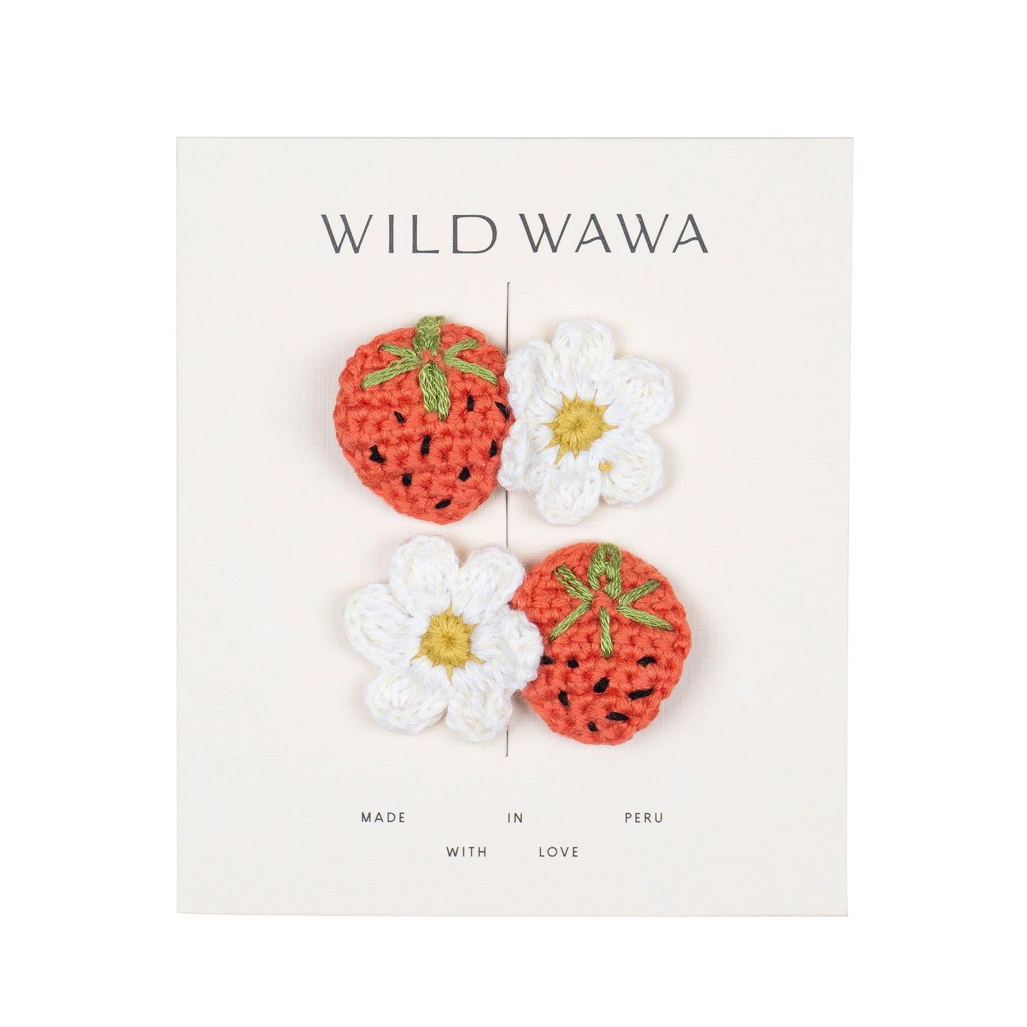 Crochet Clip Set- Strawberry/Daisies O/S