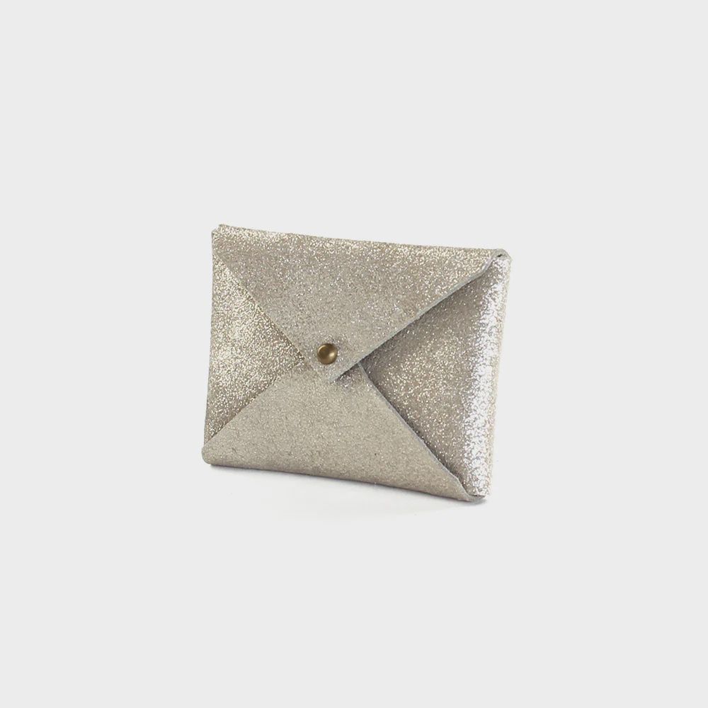 leather card wallet | sparkle champagne