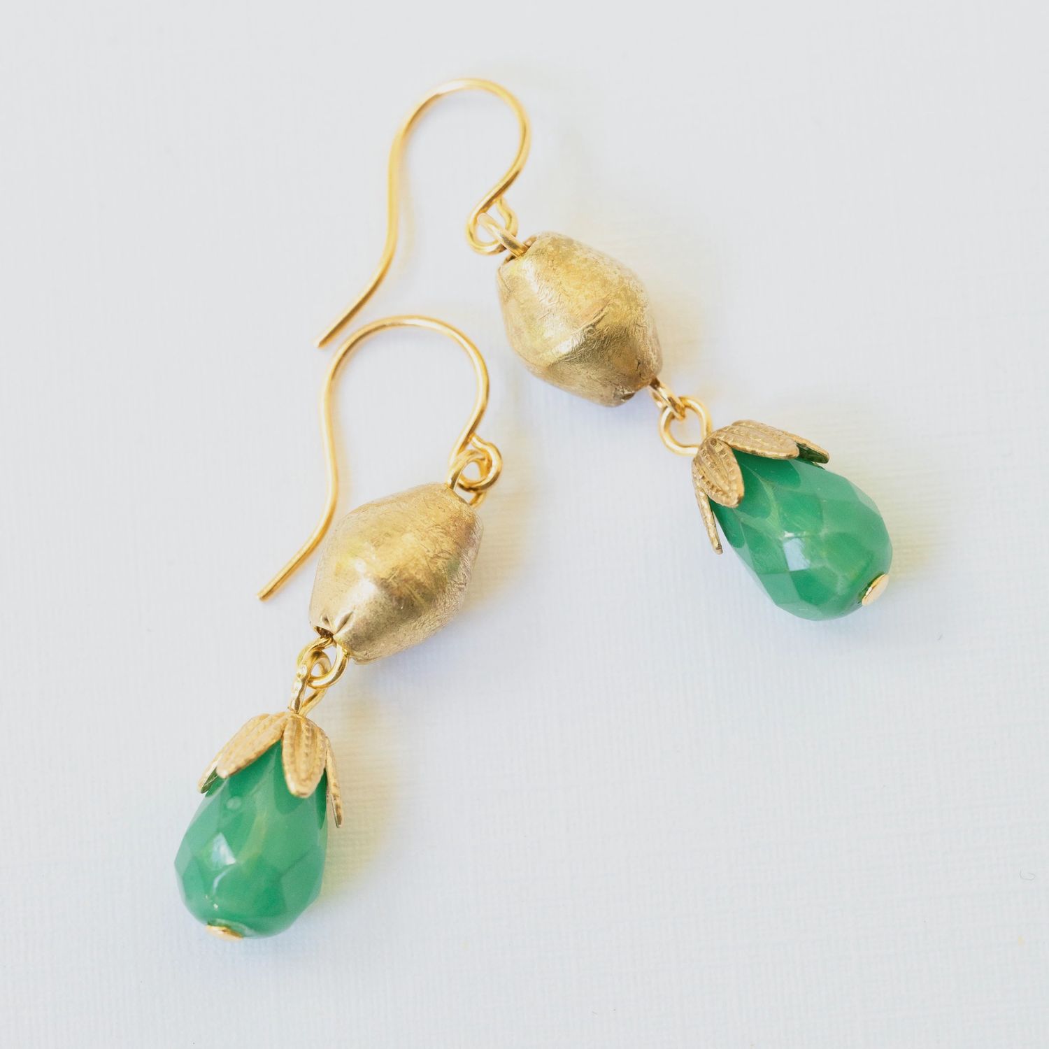 Green Drop Bead Earrings