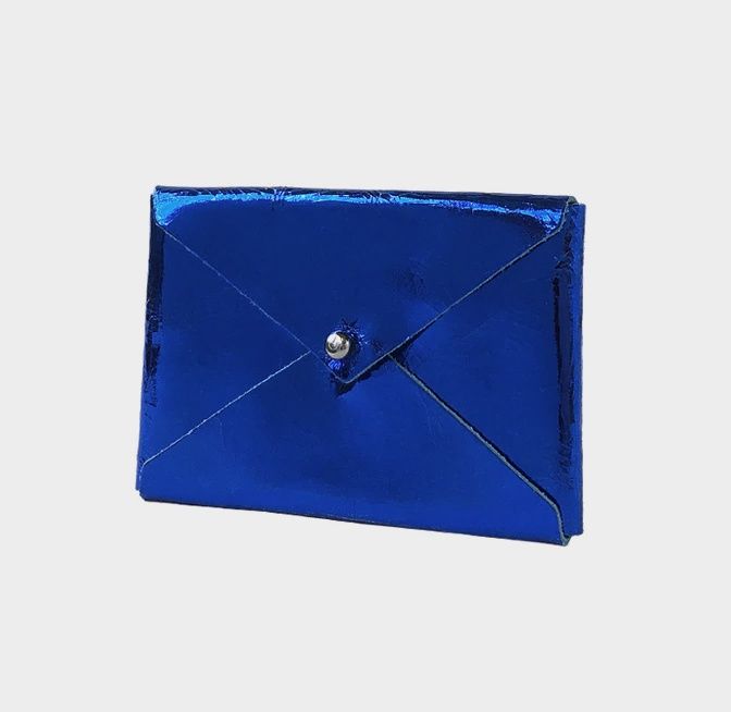 leather card wallet | blue foil