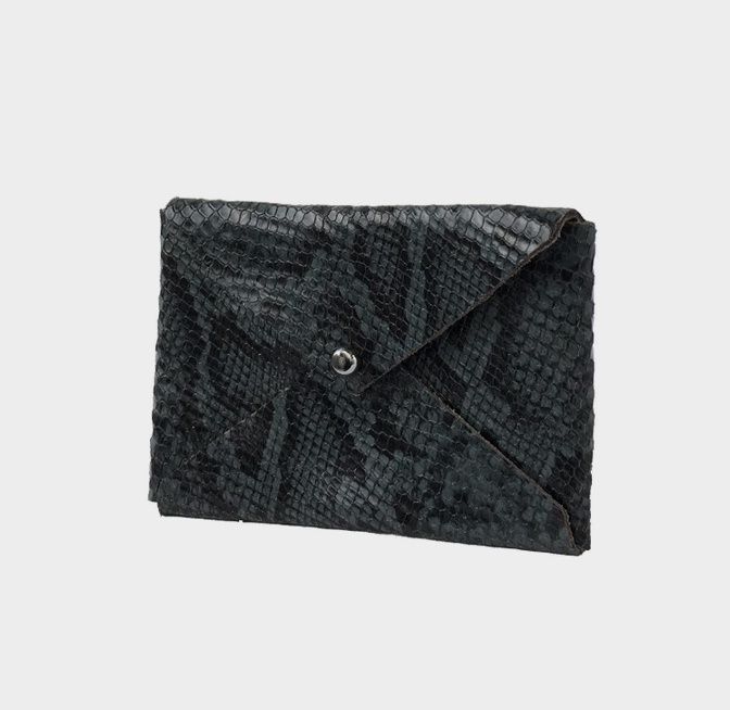 leather card wallet | teal faux snakeskin