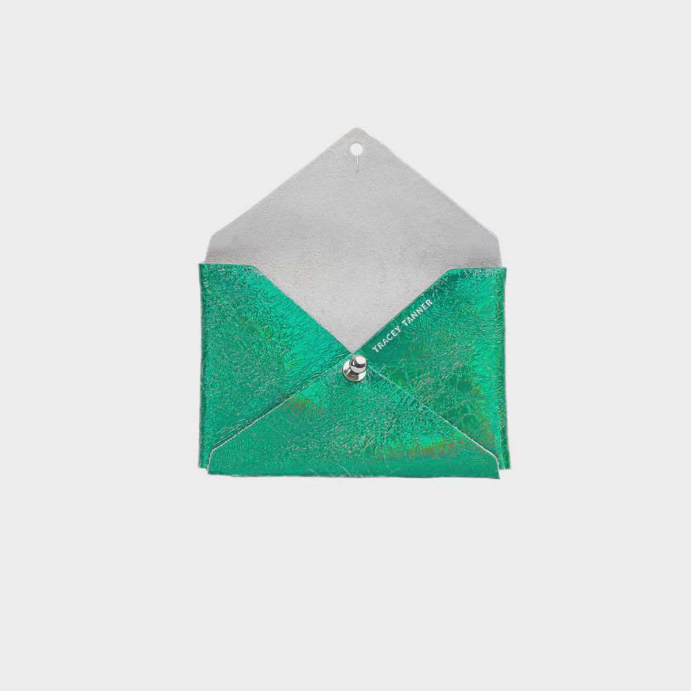 leather card wallet | hologram jade