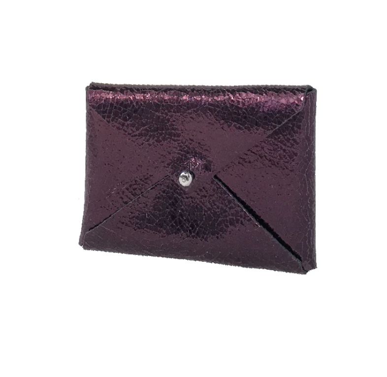 leather card wallet | eggplant foil