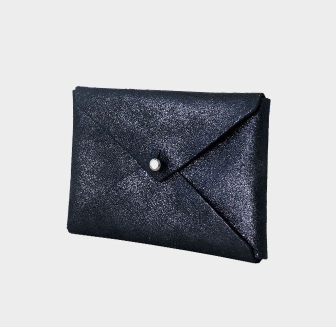 leather card wallet | navy sparkle