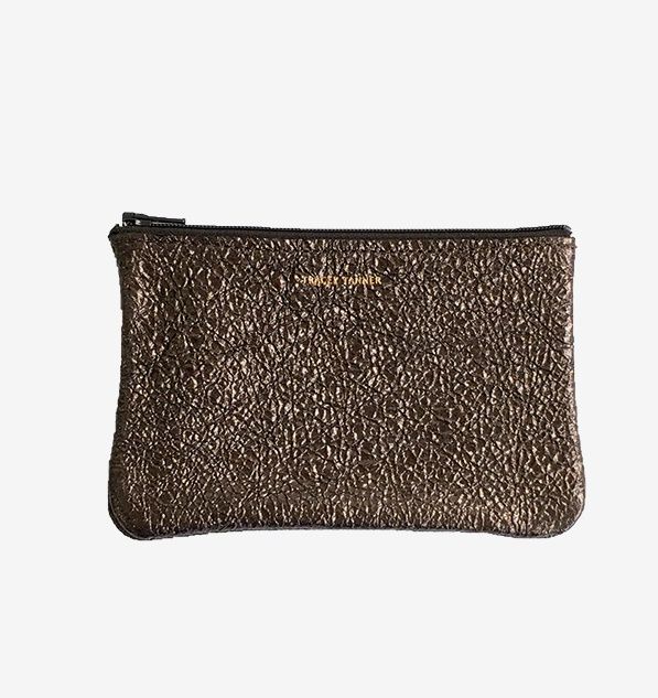 small leather pouch | copper crinkle