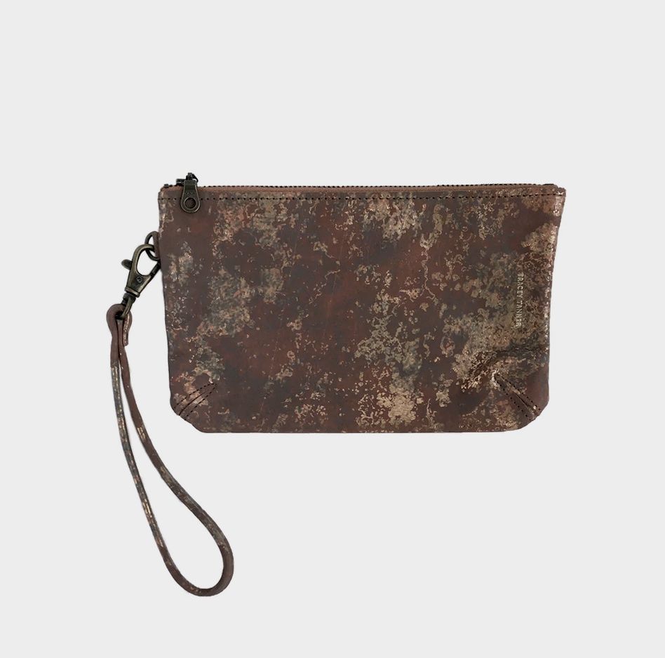 small leather wristlet | oxidized