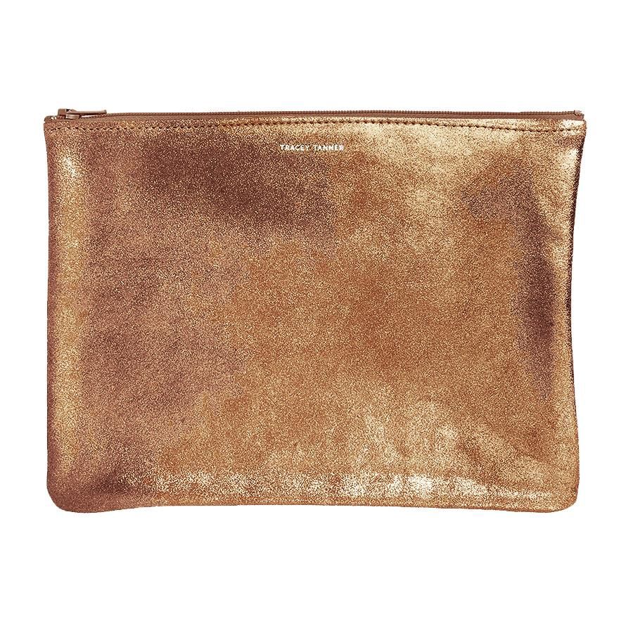 large leather pouch | copper sparkle