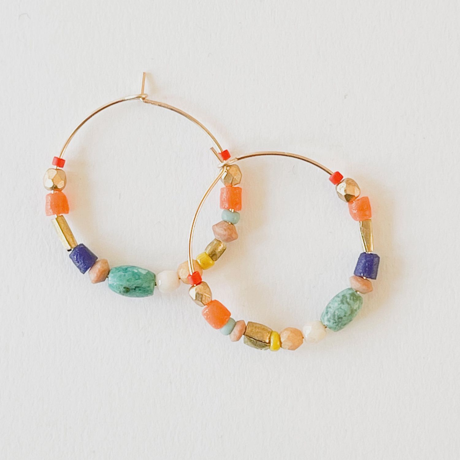 GF Turquoise and Bead Hoops