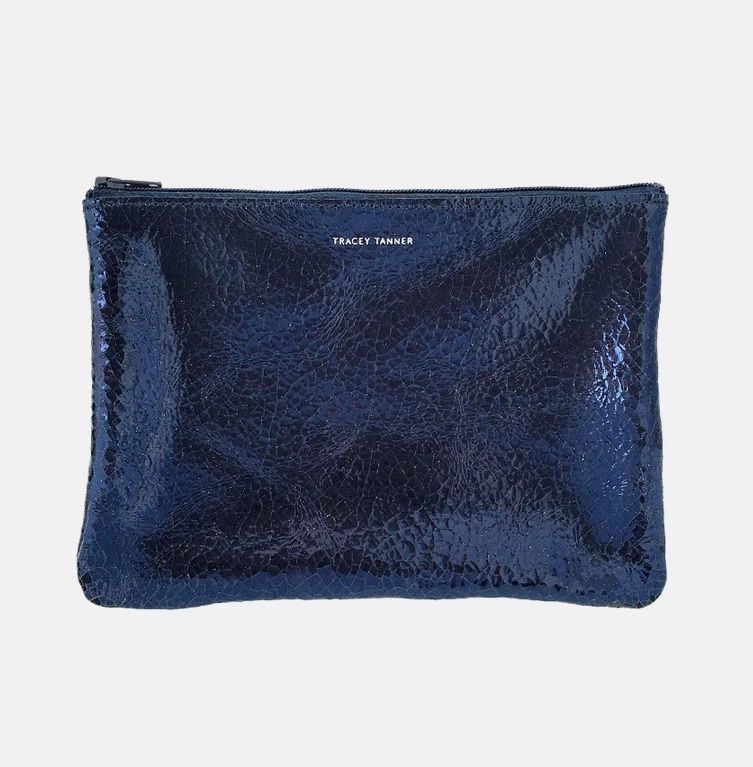 medium leather pouch | foil royal