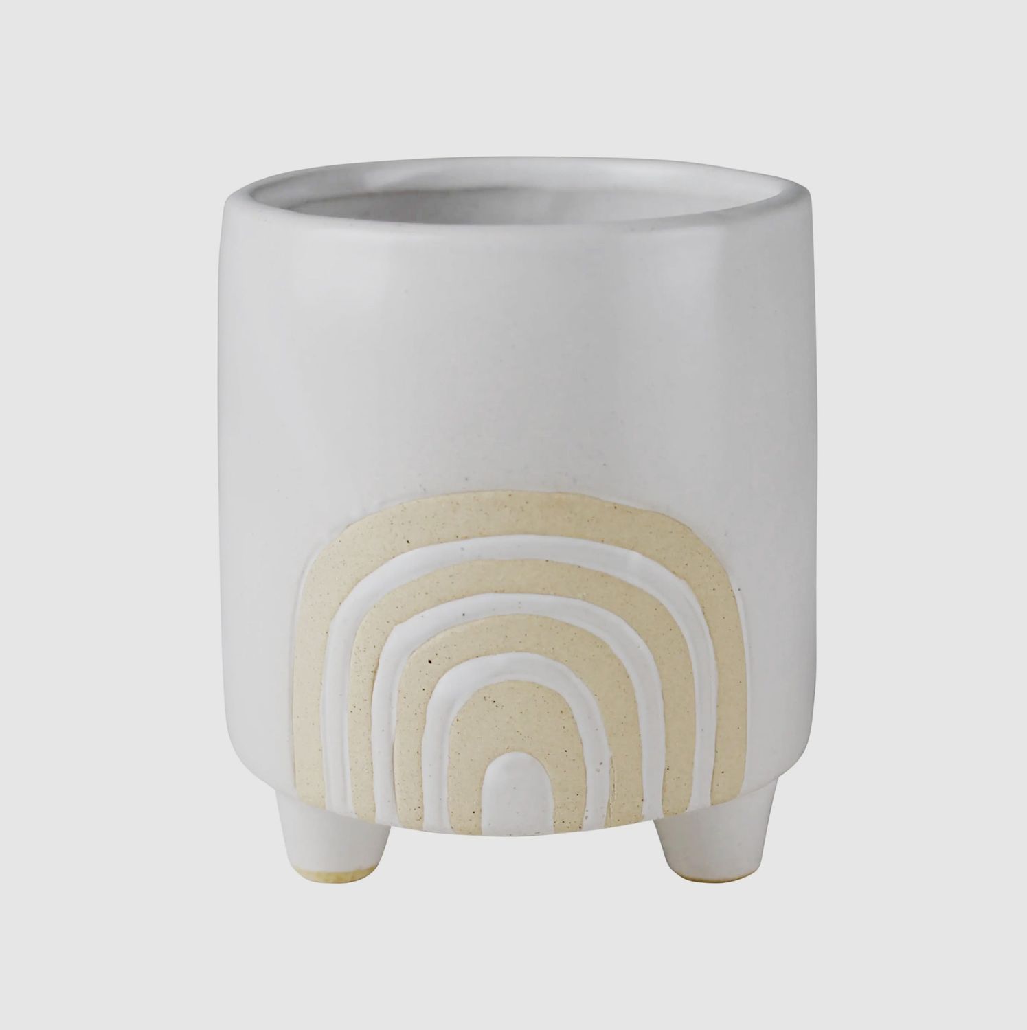 4" white footed rainbow pot