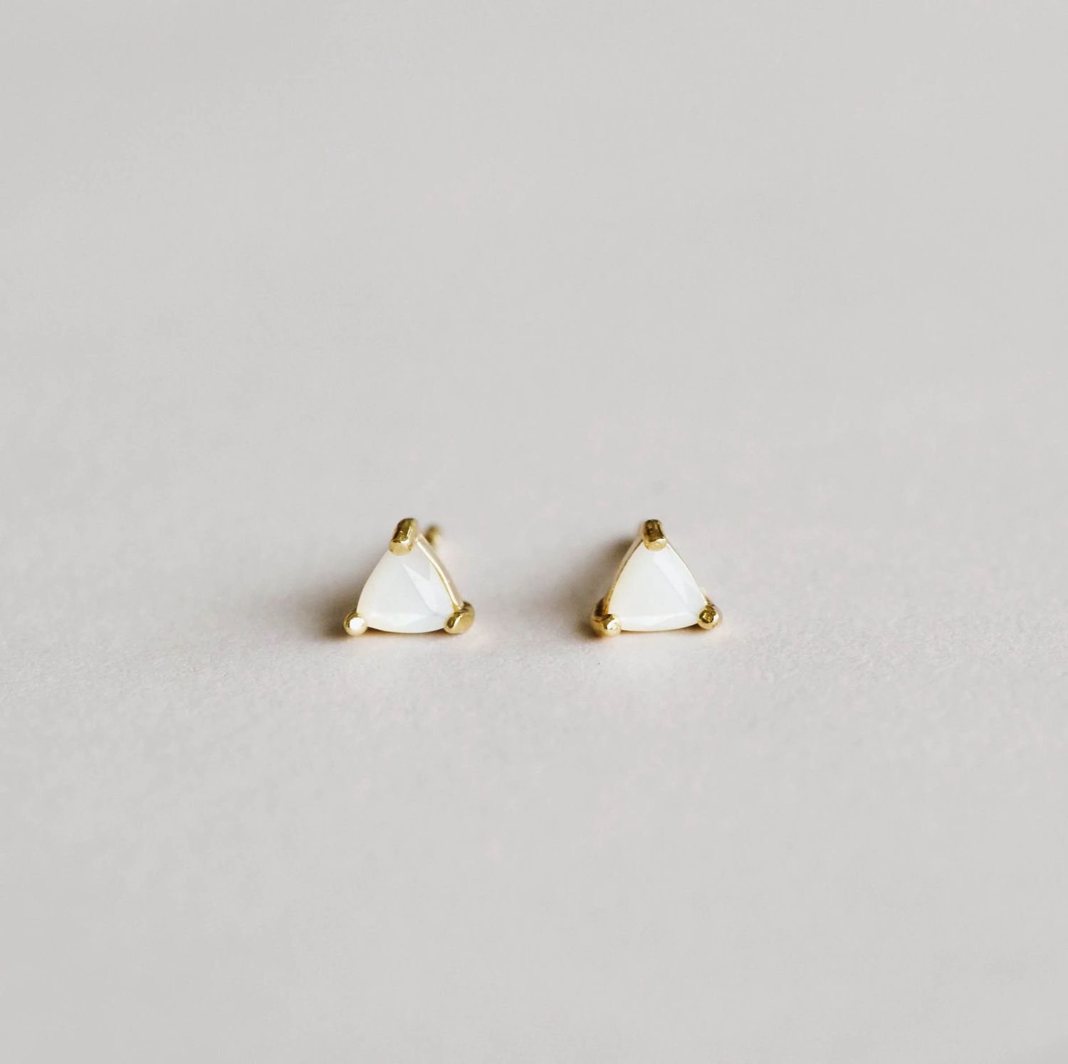 tiny triangle studs | mother of pearl