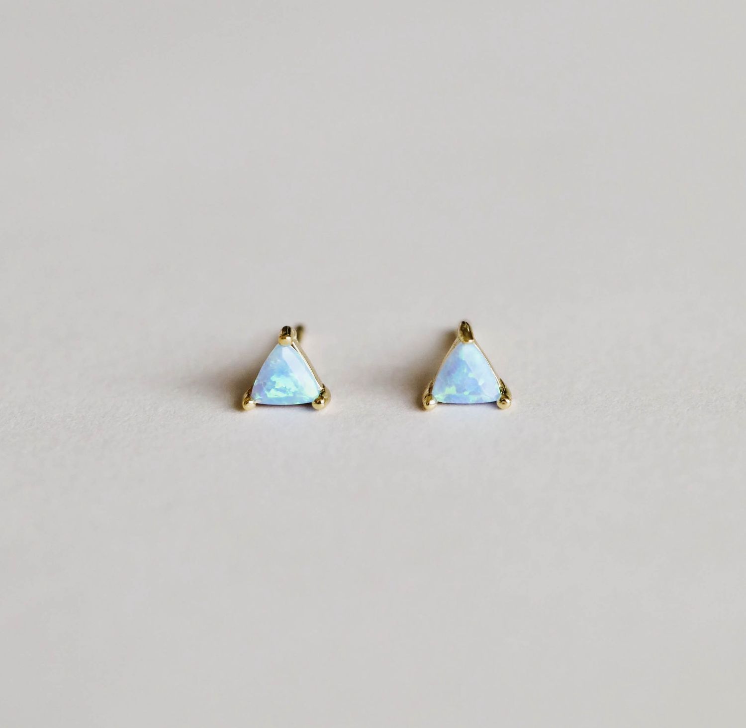 tiny triangle studs | fire opal