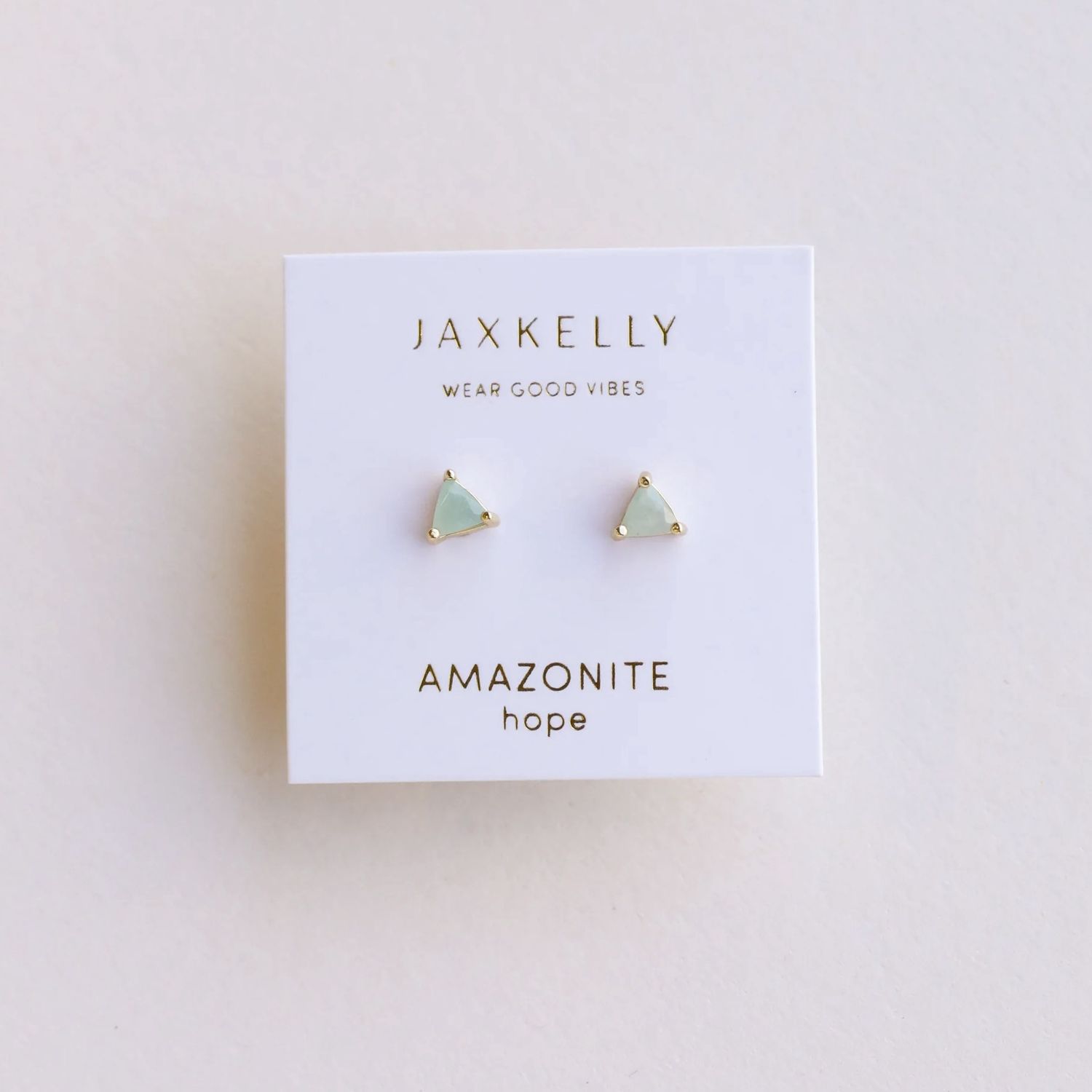 tiny triangle studs |  amazonite