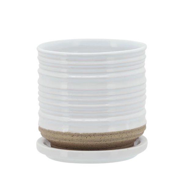 white ridged planter
