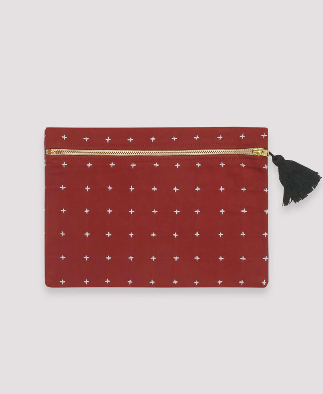 Cross-Stitch Clutch, Color: Rust
