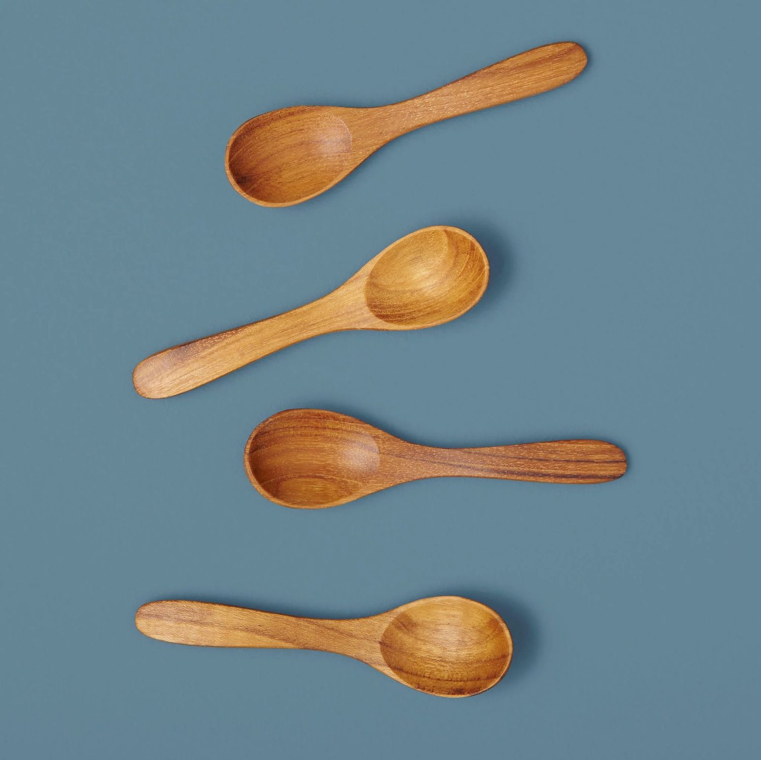 wide teak mini spoon