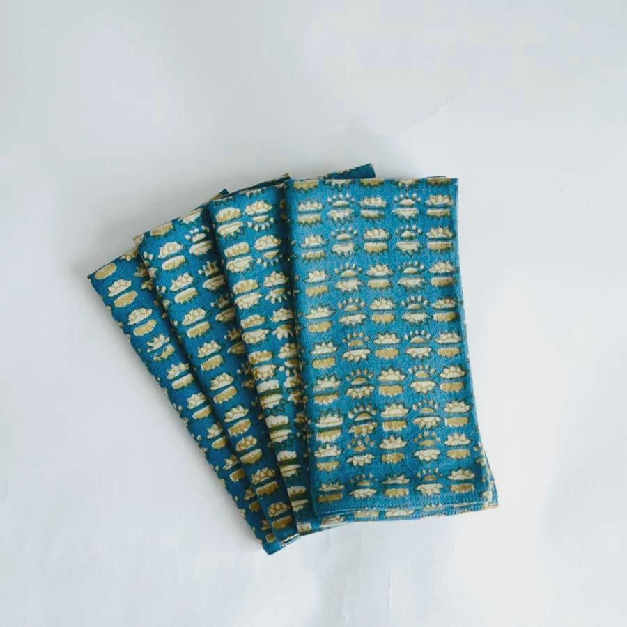 block printed napkins | sunflower blue