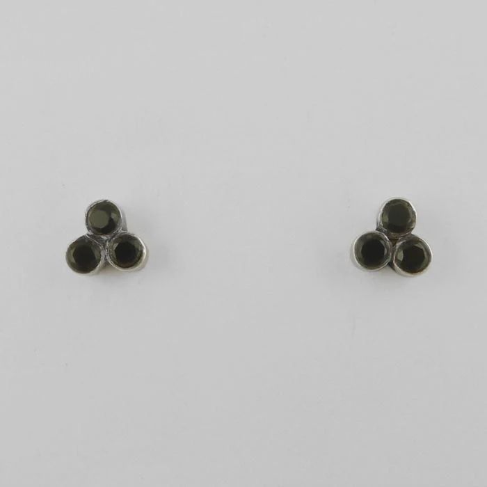Clover Stud Earrings SS, Stone: Black Onyx