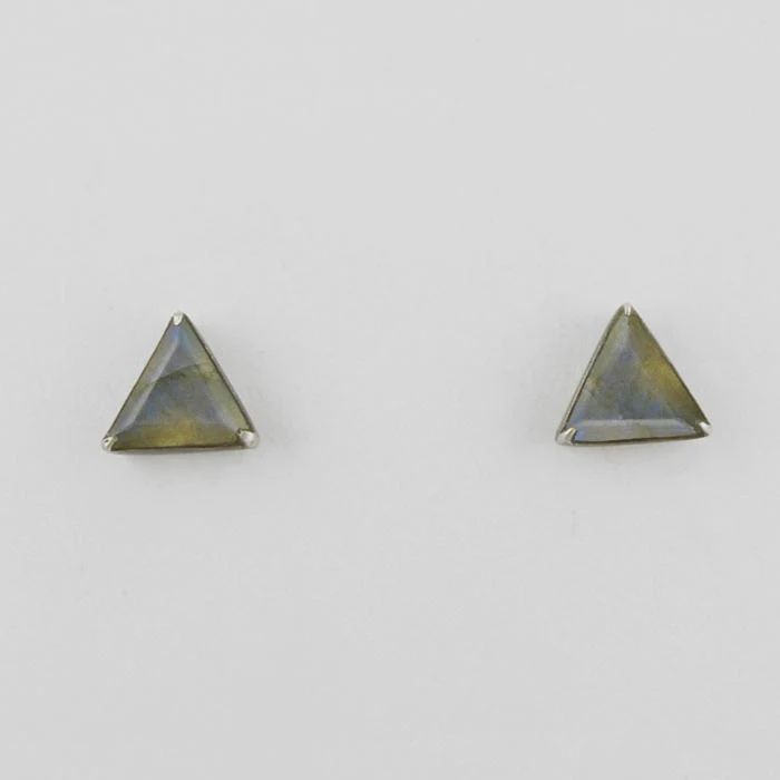 triangle stone earrings, Stone: Labradorite