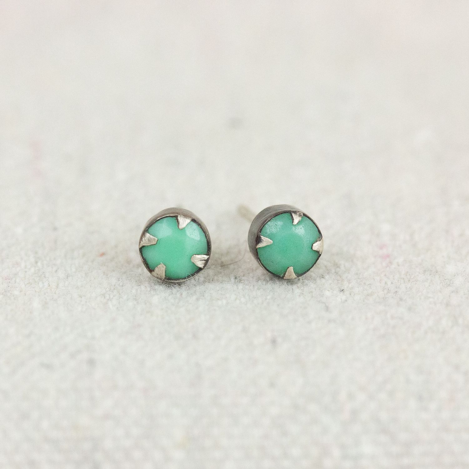 Small Round Faceted Stone Stud Earrings
