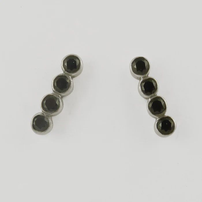stone bar stud earrings, Stone: Black Onyx