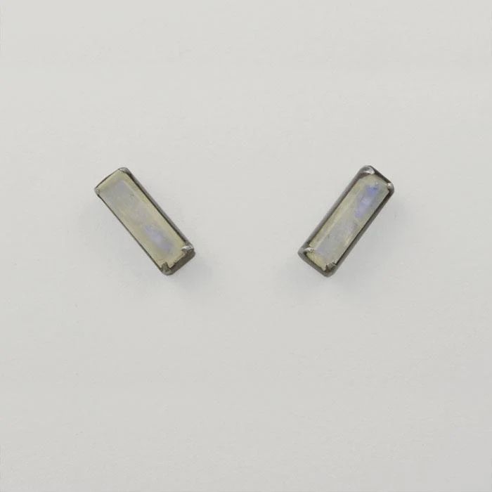 rectangle bar studs, Stone: Moonstone