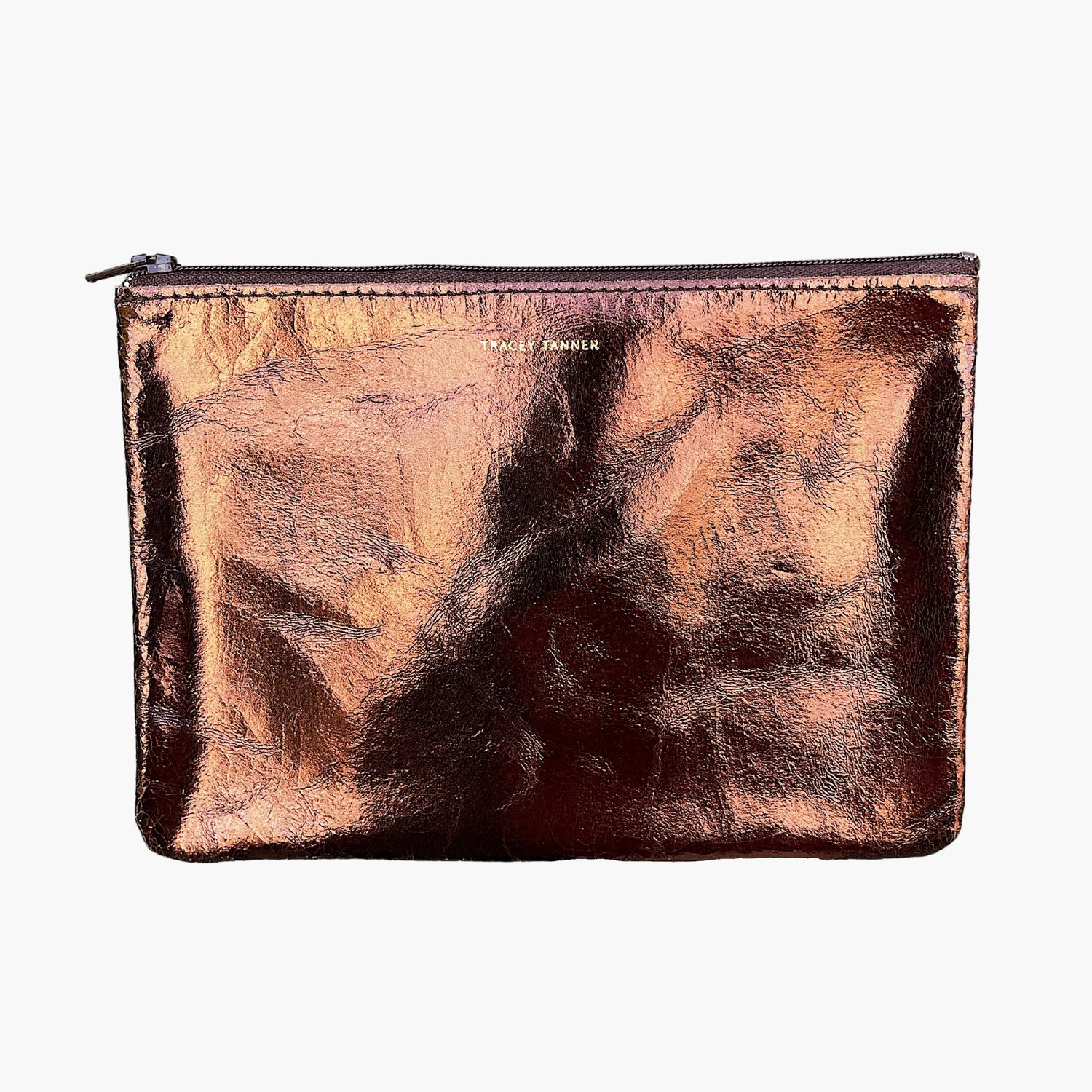 medium leather pouch | foil umber