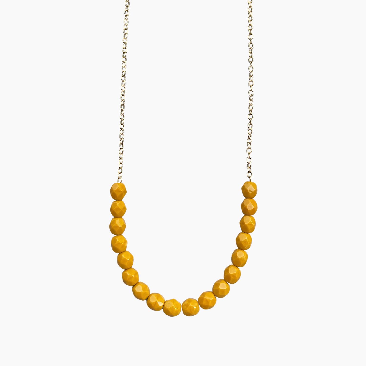 Colorful Bead Necklace, Color: mustard