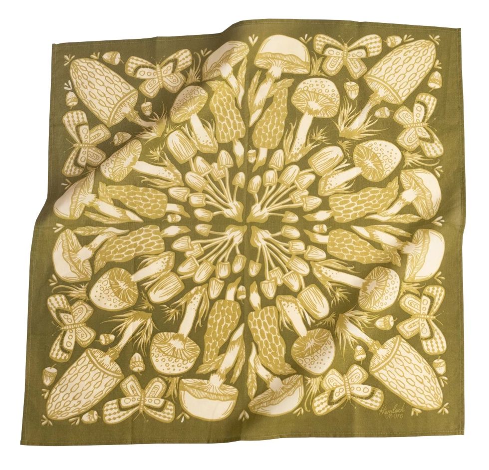 no. 016 mushrooms/olive bandana