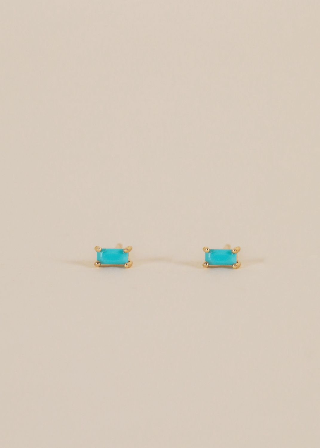 Tiny Baguette Studs | Turquoise