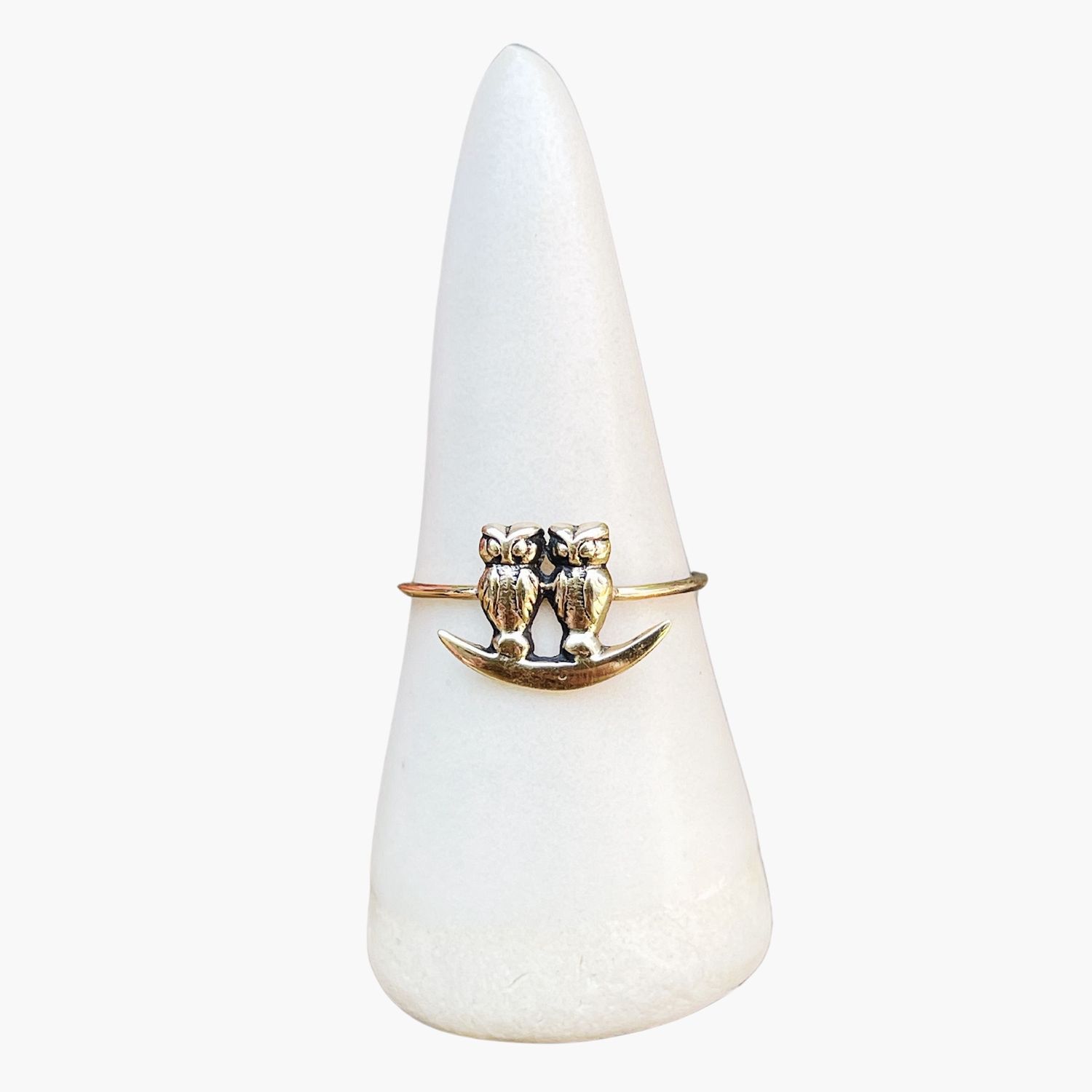Owls &amp; Crescent Moon Ring