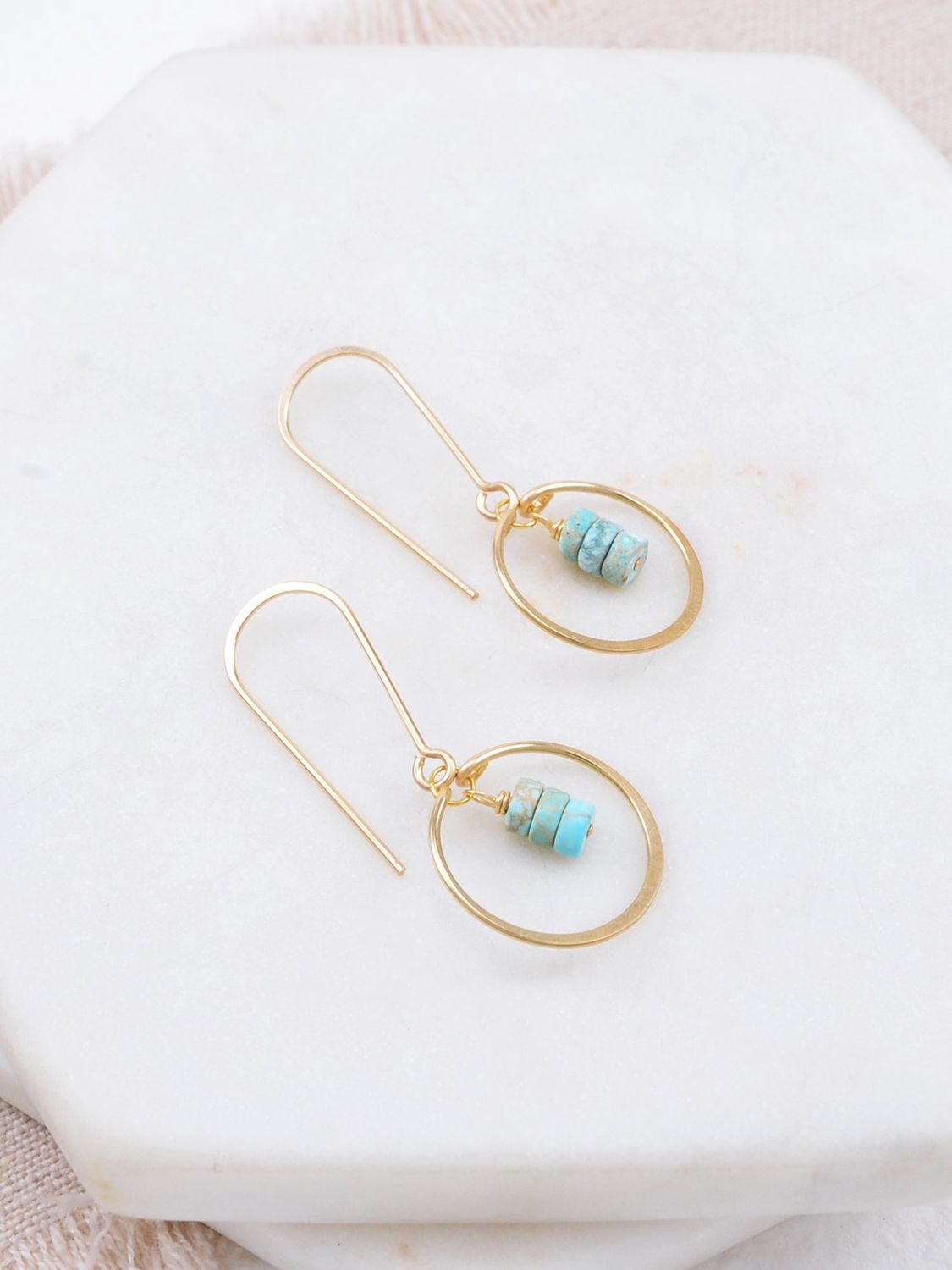 Petite Circle Drop Earrings | Turquoise