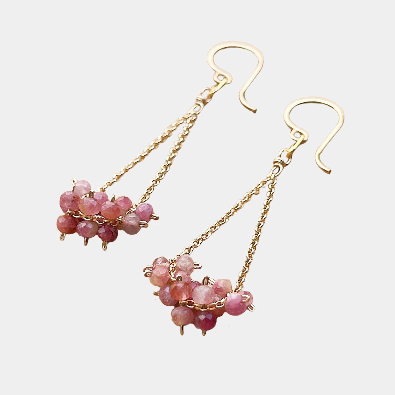 Gemstone Cluster Earrings | Pink Tourmaline