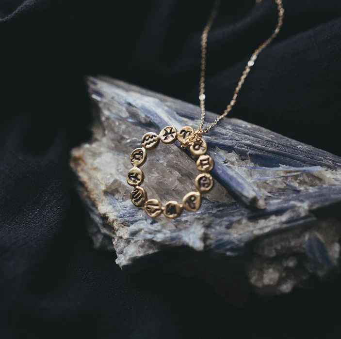 Wax Cast Zodiac Wheel Necklace