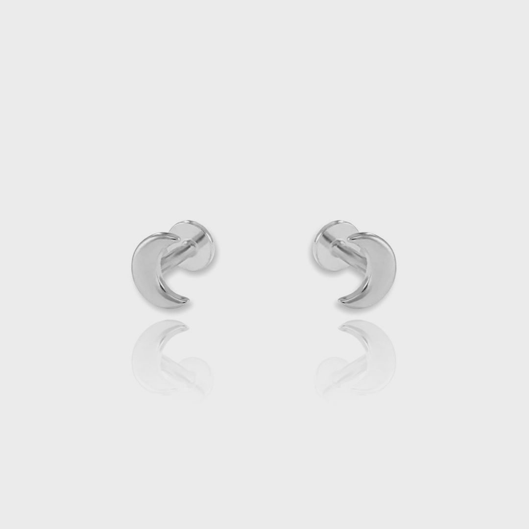 Moon Flat Back Studs | Silver