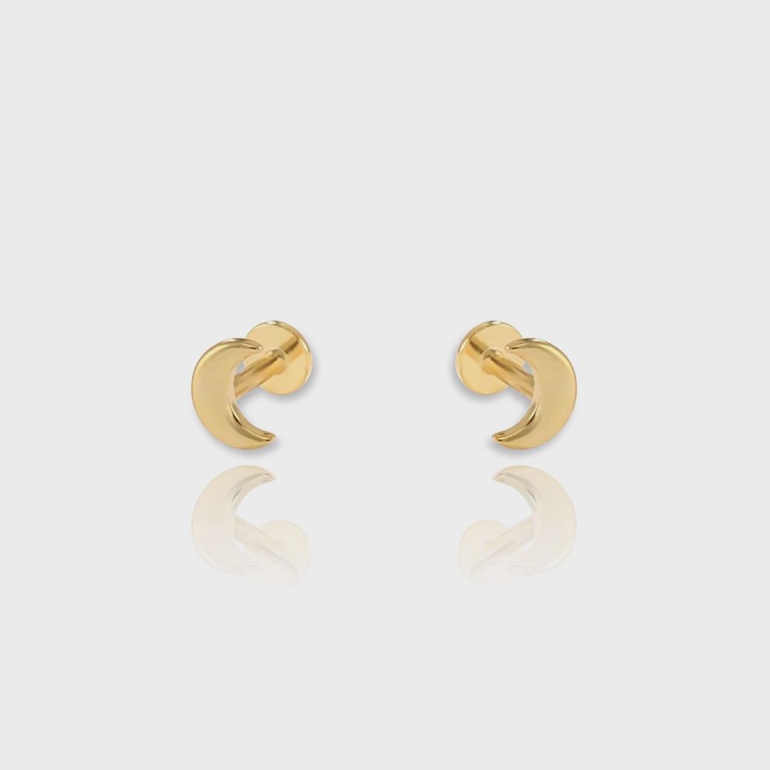Moon Flat Back Studs | 14k Gold