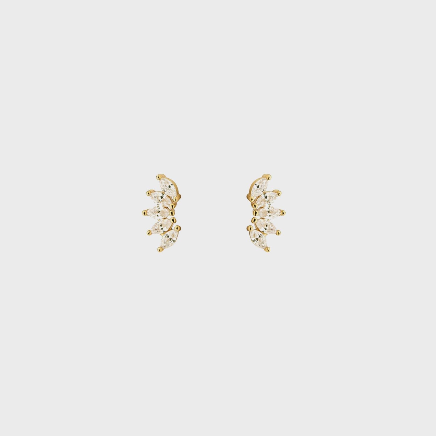 CZ Marquise Fan Flat Back Studs | 18k Gold