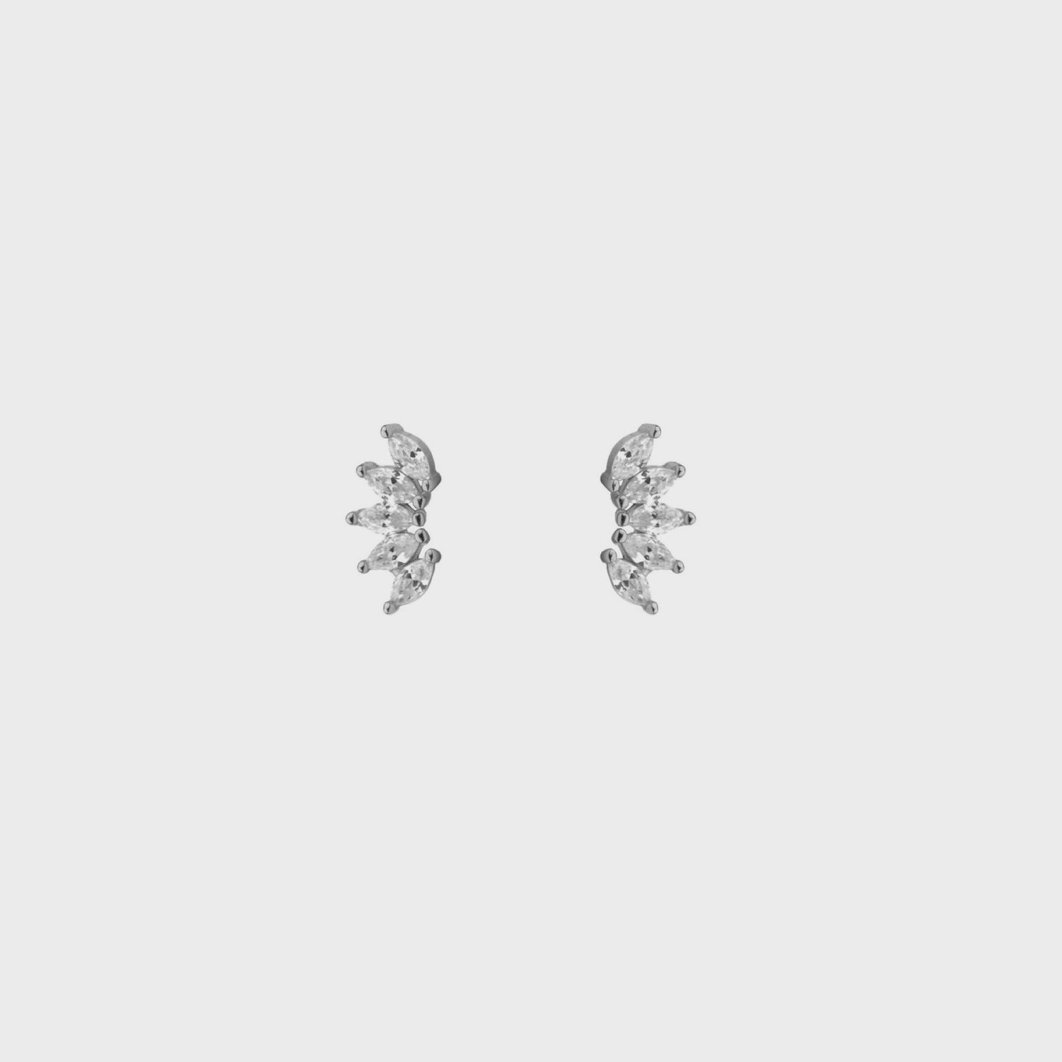 CZ Marquise Fan Flat Back Studs | Silver