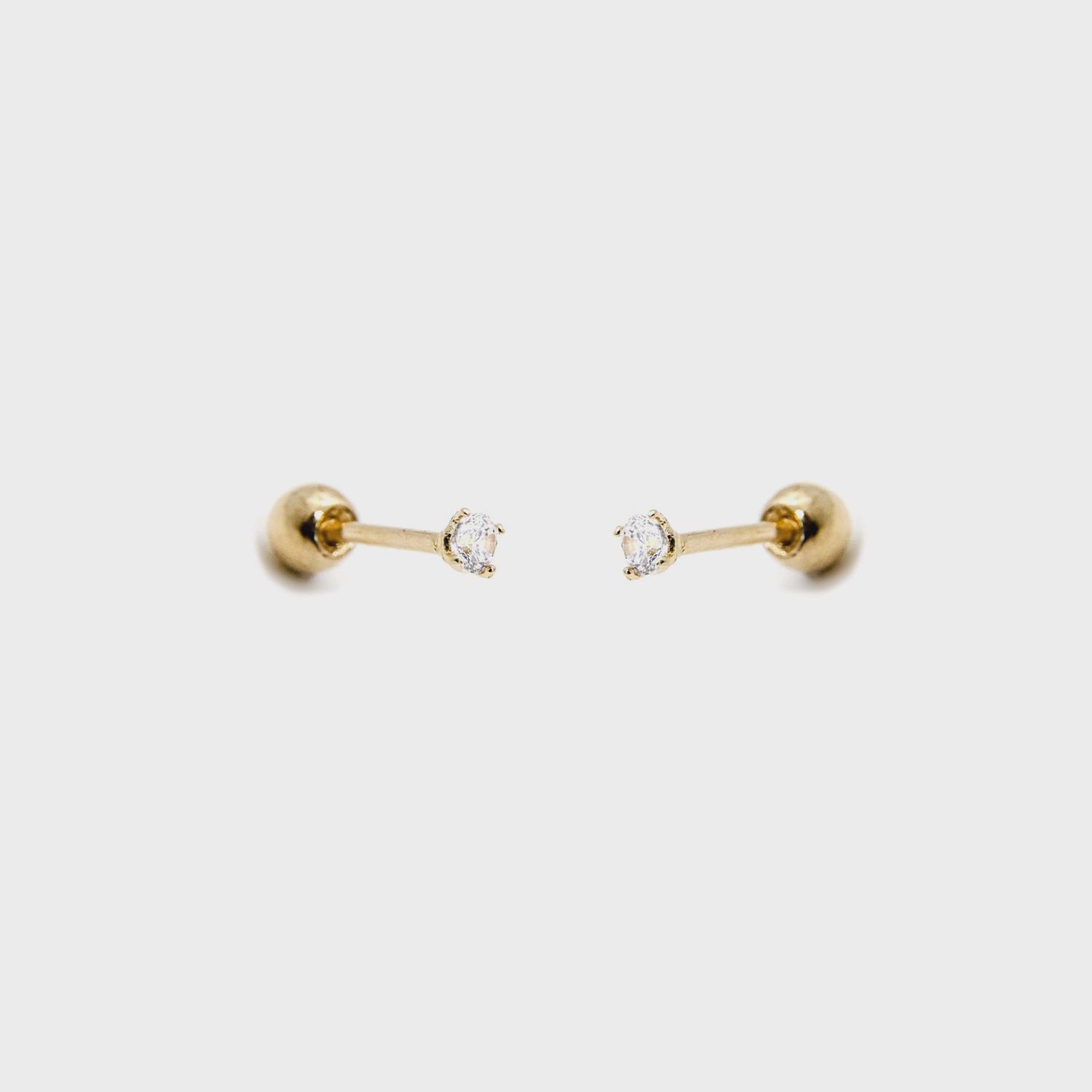 Tiny CZ Stone Flat Back Studs | 18k Gold