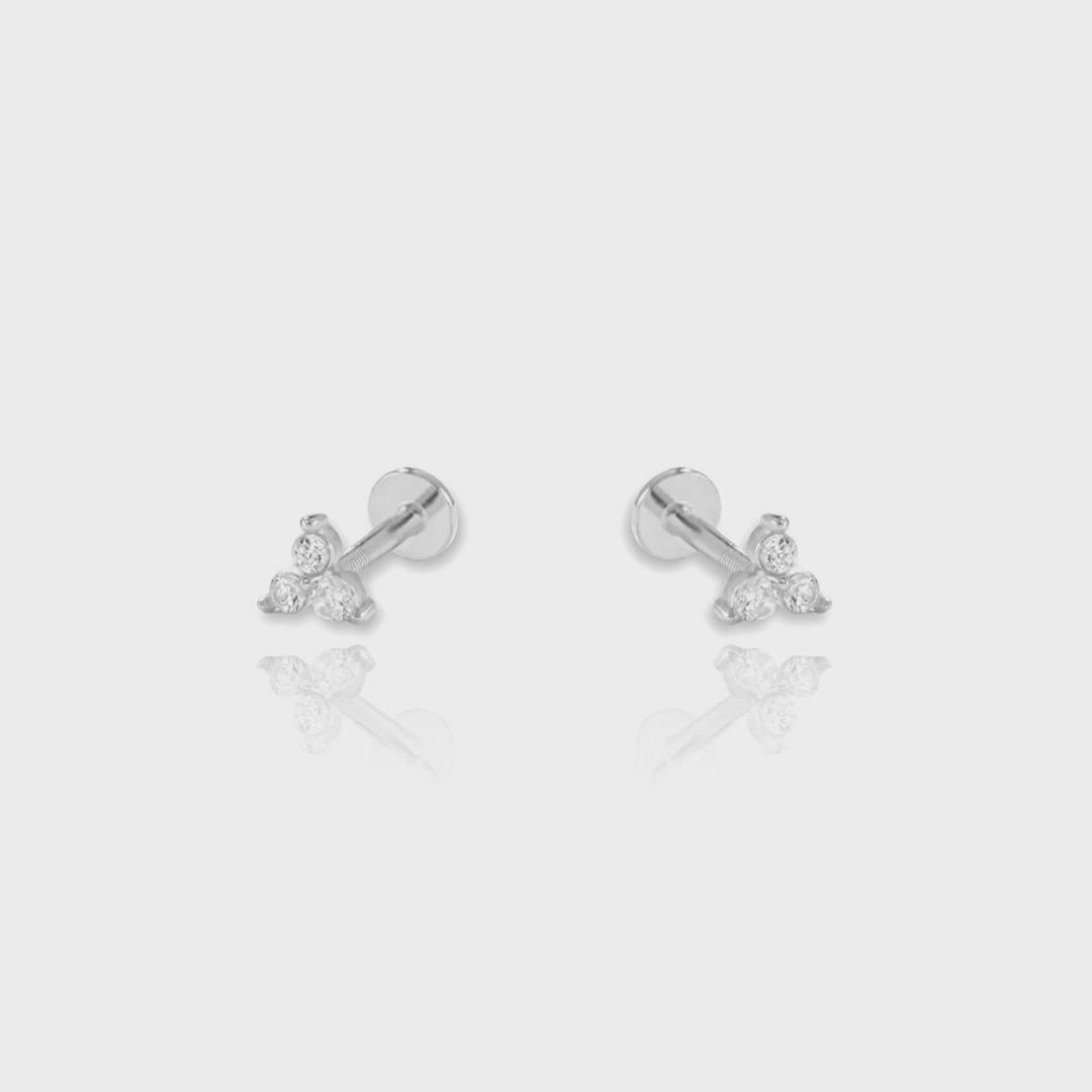 Triangle CZ Stone Flat Back Studs | Silver