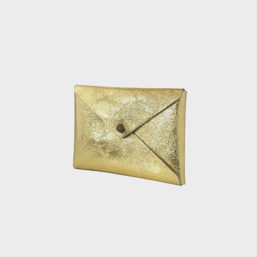 leather card wallet | gold leaf foil