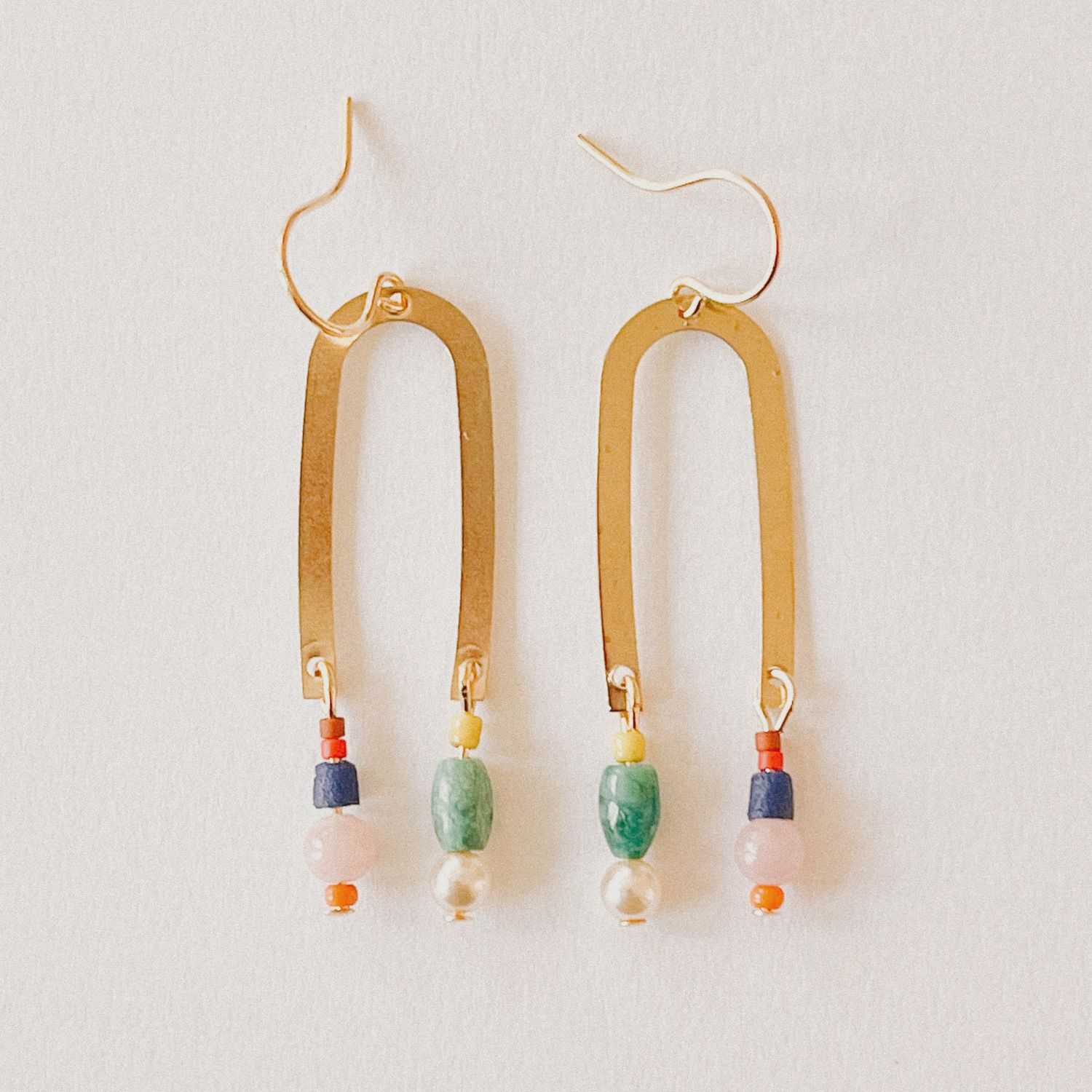 Beaded Turquoise Arc Earrings